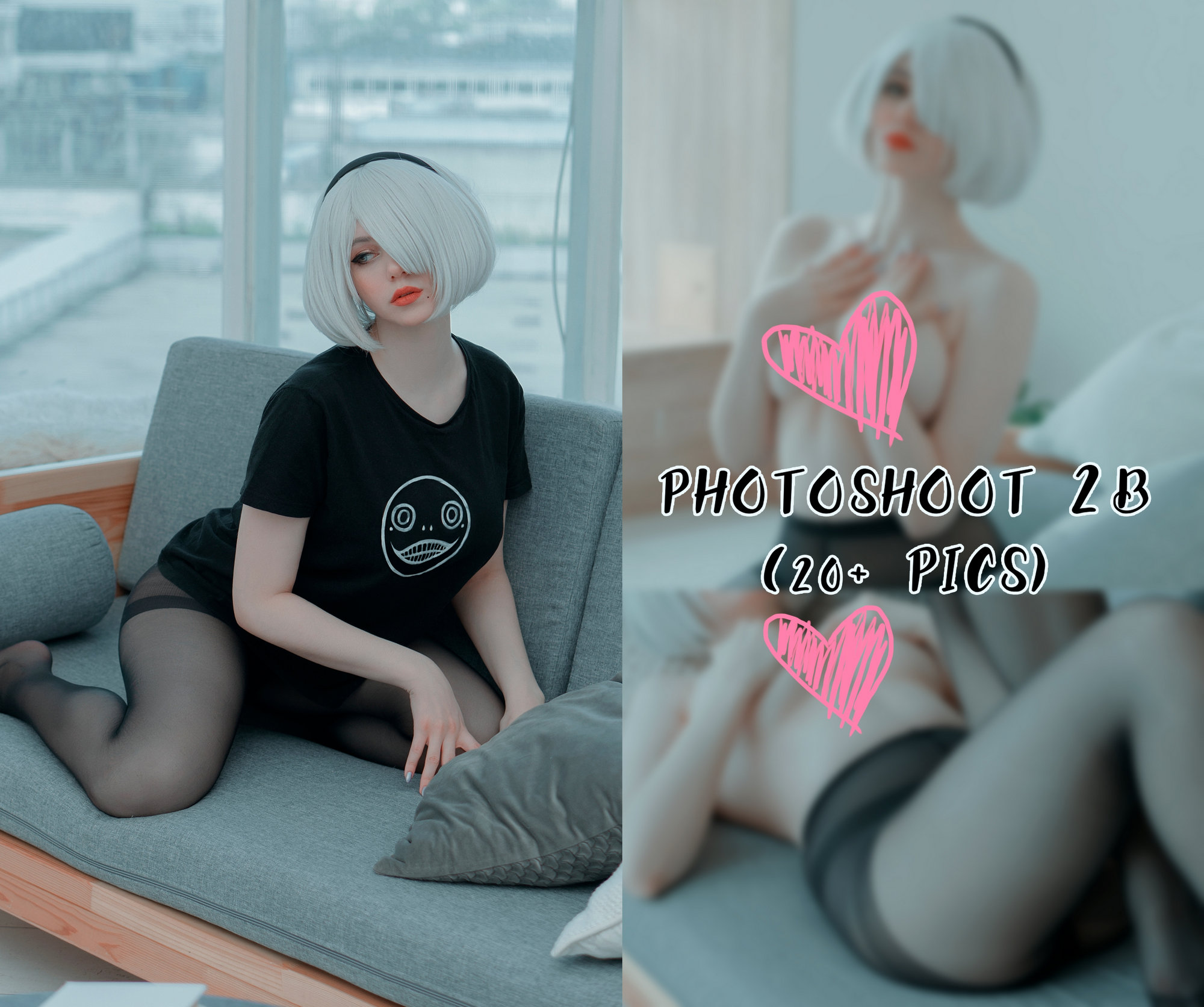 Alina Becker - NO.007 NieR Automata. 2B black lingerie short hair