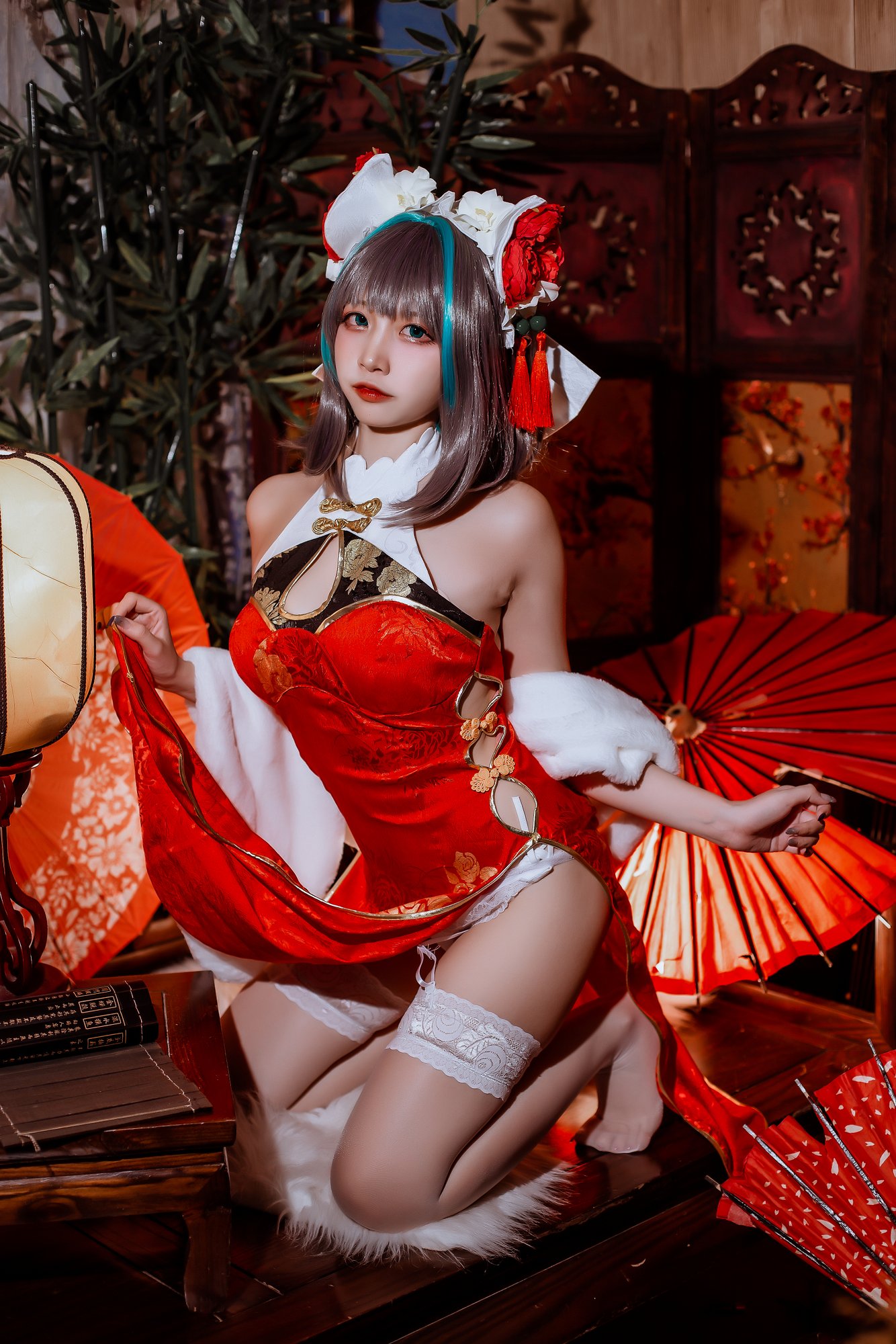 二佐Nisa - 碧蓝柴郡旗袍