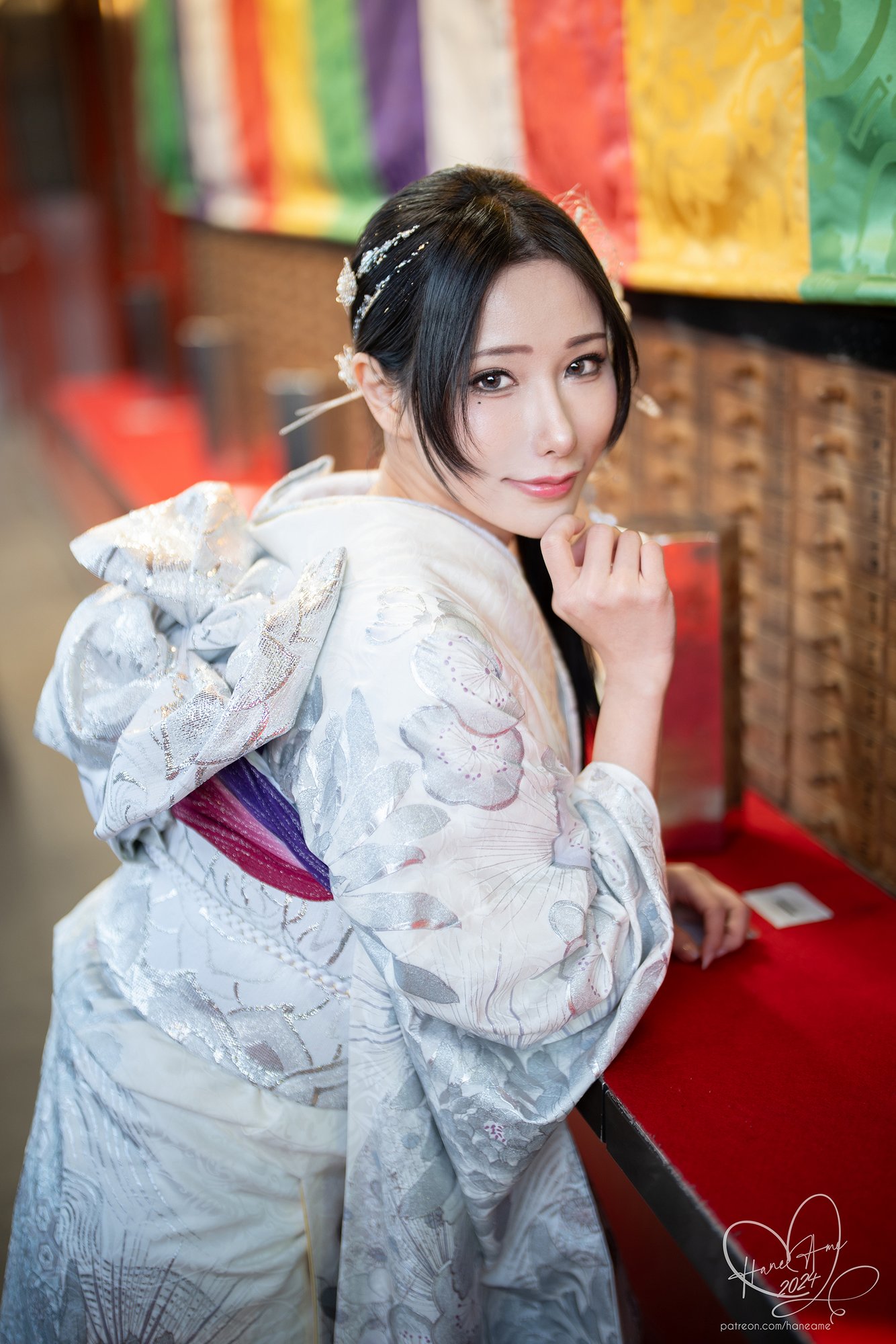 雨波HaneAme - Original 2024 New year Silver Kimono